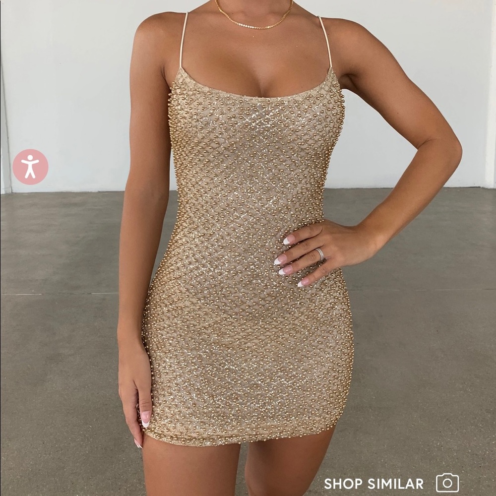 GOLD Beaded/Glitter Mini Dress